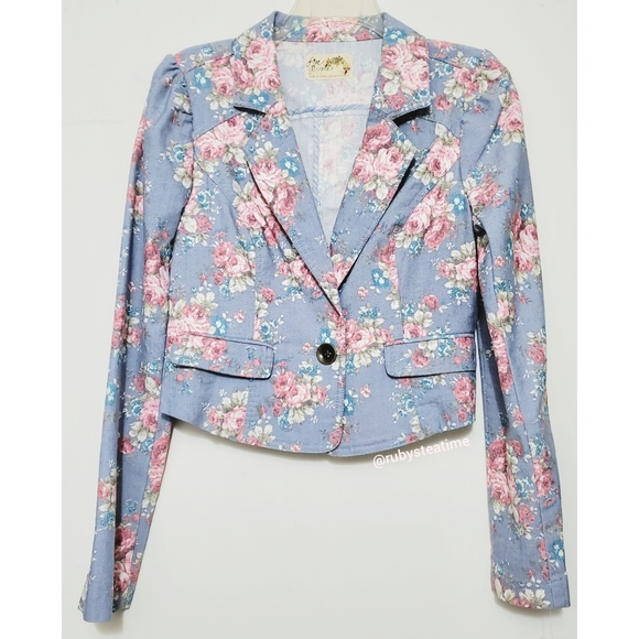 🎉Rare! FREE PEOPLE Romantic Floral Crop Blazer, NEW with Tag - Picture 2 of 11